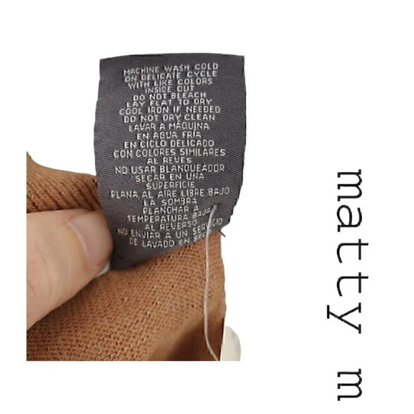 Matty M | V-Neck Sweater with Side Slits | Ribbed Hems | Camel | NWT - Picture 7 of 8